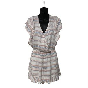 American Eagle Multicolored V-Neck Tie-Back Faux-Wrap Boho Romper